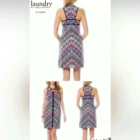 Laundry by Shelli Segal dress “miss only me” chevron nautilus pink teal size 4 - Picture 1 of 7